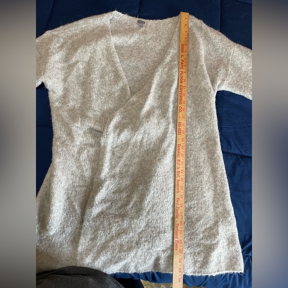 Aerie Fuzzy Open Front Cozy Knit Cardigan Gray Womens Size Large Wool Alpaca - Picture 5 of 10